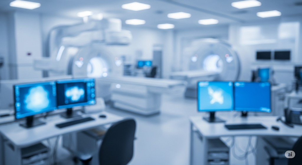 Técnicos revisando dosímetros en laboratorio de protección radiológica